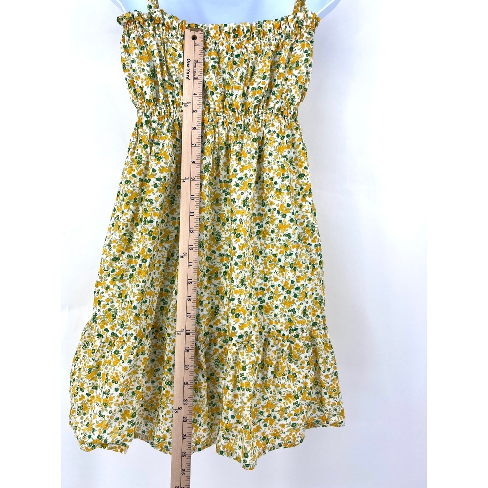 Faithfull The Brand Elwood Mini Dress Yellow Floral Smocked Tie Shoulder Small - Picture 5 of 9